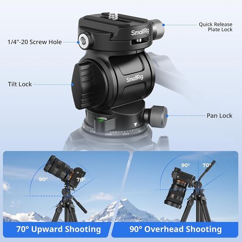 SmallRig Portable Travel Video Tripod, Carbon Fiber Compact Tripod for Outdoor Photography, 5kg Load, Fluid Head with 360° Pan and -70° to 90° Tilt, 180° Reversible Center Column in Kuwait