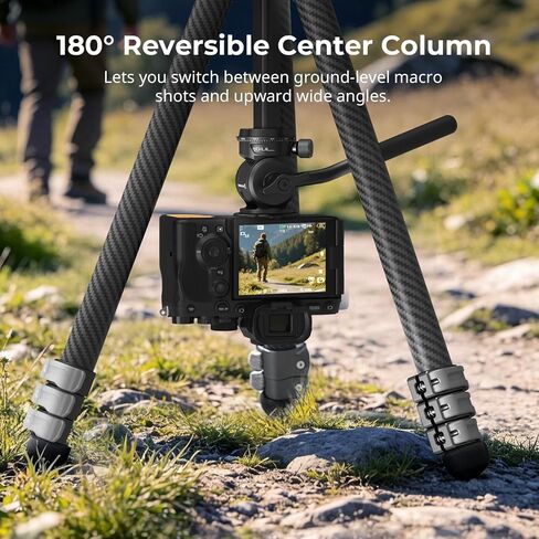 SmallRig Portable Travel Video Tripod, Carbon Fiber Compact Tripod for Outdoor Photography, 5kg Load, Fluid Head with 360° Pan and -70° to 90° Tilt, 180° Reversible Center Column in Kuwait