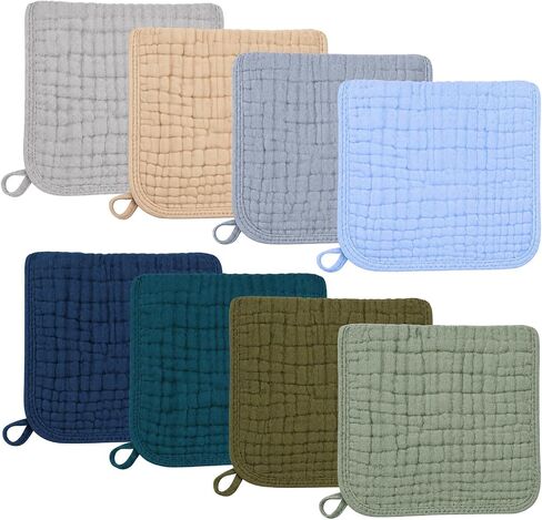 Muslin Burp Cloths for Baby Girls, Pack of 8, 6-Layer Large 20"x10" Organic Cotton Burping Cloths, Ultra Soft Absorbent, Spit Up Rags Drool Wash Cloths, Baby Registry Essentials in Kuwait
