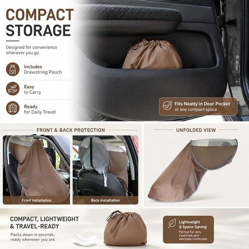 BBTO Car Seat Sun Shade Cover, UV Protection Privacy Sunshade Covers for Front Passenger, Brownish UV Blocking for Interior Sun Protection for Car SUV Truck Leather Fabric Seats in Kuwait