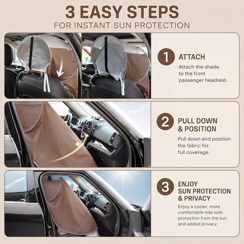 BBTO Car Seat Sun Shade Cover, UV Protection Privacy Sunshade Covers for Front Passenger, Brownish UV Blocking for Interior Sun Protection for Car SUV Truck Leather Fabric Seats in Kuwait