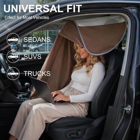 BBTO Car Seat Sun Shade Cover, UV Protection Privacy Sunshade Covers for Front Passenger, Brownish UV Blocking for Interior Sun Protection for Car SUV Truck Leather Fabric Seats in Kuwait