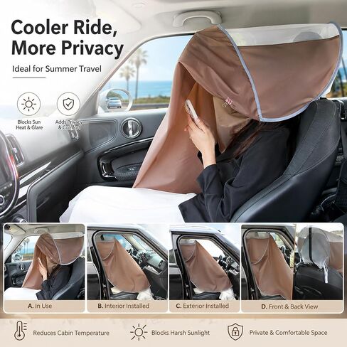 BBTO Car Seat Sun Shade Cover, UV Protection Privacy Sunshade Covers for Front Passenger, Brownish UV Blocking for Interior Sun Protection for Car SUV Truck Leather Fabric Seats in Kuwait