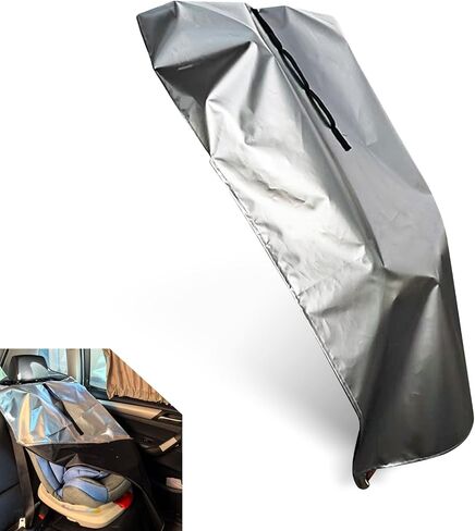 Car Seat Sun Shade Cover, Full Coverage Infant Car Seat Sunshade Protection, 39 x 36 Inches Chair Heat Protector, Universal Cooler Cover Accessories (Silver) in Kuwait
