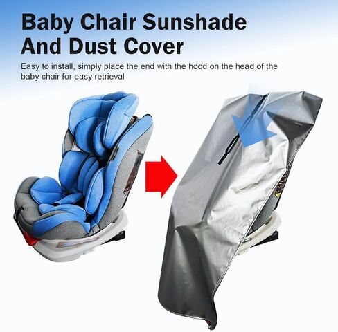Car Seat Sun Shade Cover, Full Coverage Infant Car Seat Sunshade Protection, 39 x 36 Inches Chair Heat Protector, Universal Cooler Cover Accessories (Silver) in Kuwait