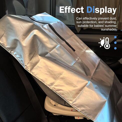 Car Seat Sun Shade Cover, Full Coverage Infant Car Seat Sunshade Protection, 39 x 36 Inches Chair Heat Protector, Universal Cooler Cover Accessories (Silver) in Kuwait