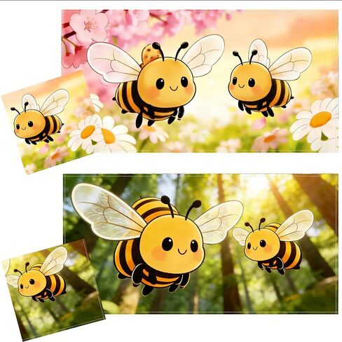 Fluorescent Light Covers for Drop Ceiling, Cute Bee Theme, Magnetic Fabric Diffuser, 4x2 Feet, 2 Pack, for Office, School, Hospital, Home in Kuwait