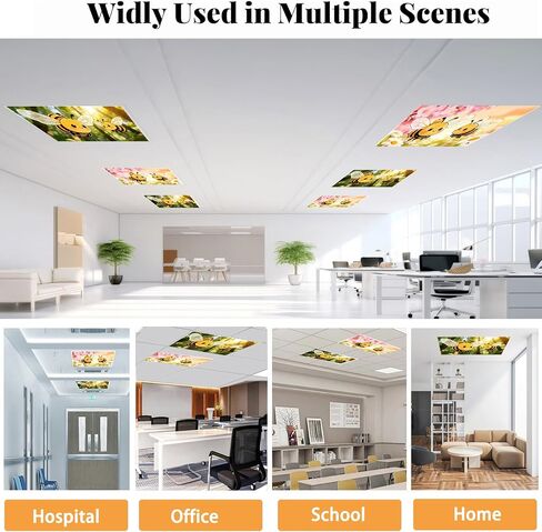 Fluorescent Light Covers for Drop Ceiling, Cute Bee Theme, Magnetic Fabric Diffuser, 4x2 Feet, 2 Pack, for Office, School, Hospital, Home in Kuwait