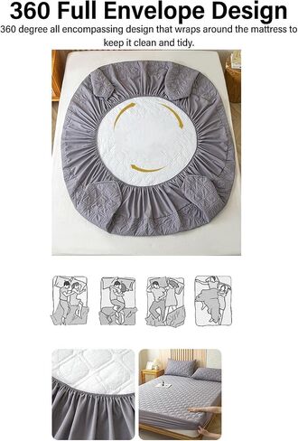 Mattress Cover Cotton Protector for Bed Fitted Sheet 1 Unit, Skin Friendly and for Children and Elderly (135x190cm / 53.1x74.8in 45cm / 17.7in) in Kuwait