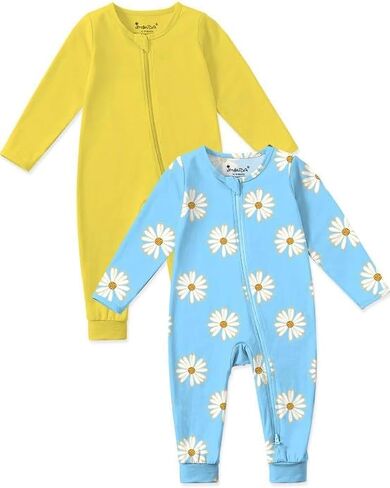 Jimonda Baby Sleeper rompers ، Usisex Boys Girls Zip-Pront Pajamas One Footbless Onbless 0-24 شهر (حزمة 2 in Kuwait