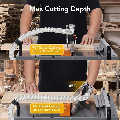 Garvee Dust-Free Table Saw, 15 Amp 8.5 in Portable Jobsite Table Saw with Protective Cover, 5000RPM, 98% Vacuuming Rate, 90° Cross Cut 0-45° Bevel Cut for DIY Woodworking, Metal, Plastic in Kuwait
