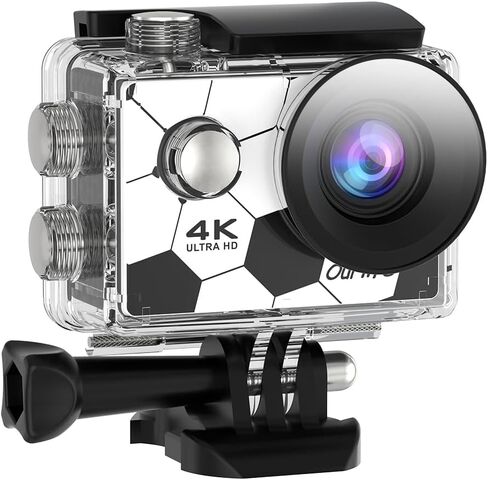 4K Action Camera, 30M Waterproof Vlogging Camcorder with Mounting Accessories Kit (White) in Kuwait