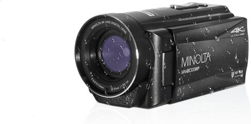 Minolta MN4K300WP Waterproof 4K Camcorder, 56MP Ultra HD Video Camera for Travel (Black) Bundle with 64GB Memory Card + Tripod + More Accessories in Kuwait