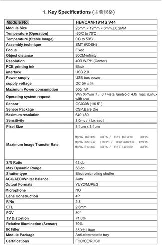 GC0308 Camera Module 0.3MP 120FPS High Speed Sensor Board for Video Security in Kuwait