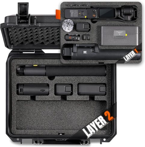 Travel Waterproof Hard Case Compatible with DJI Osmo Pocket 3/ Pocket 4 Accessories, Creator Combo/ Power Expansion Combo/ Vlog Combo, Compatible with Mic 2/ 3 Charging Case (Case & Foam Only) in Kuwait