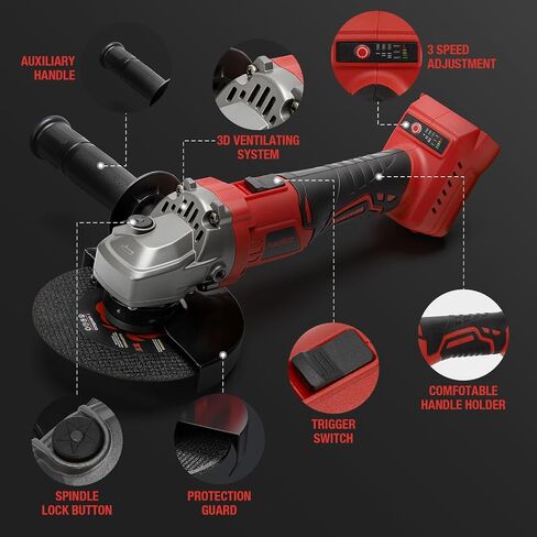 Angle Grinder Cordless for Milwaukee M18 Battery, Brushless, 4 1/2" Cordless Grinder, Variable Speed, Powerful 18V Angle Grinder Tool for Grinding Polishing Cutting (Battery Not Included) in Kuwait