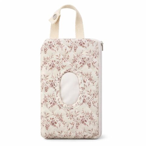 Quilted Diaper Wipe Holder Floral Hanging Pouch Reusable Fabric Wet Wipes Organizer Bag with Zipper and Lanyard for Car Stroller Travel Outdoor Daily Casual Mommy Bag in Kuwait