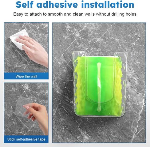 CALIDAKA Wall Mounted Wipes Dispenser 2 Pack Adhesive Tissue Box Holder | Stores refill wet wipe packs off the counter on smooth bathroom, toilet, kitchen, or laundry room walls in Kuwait