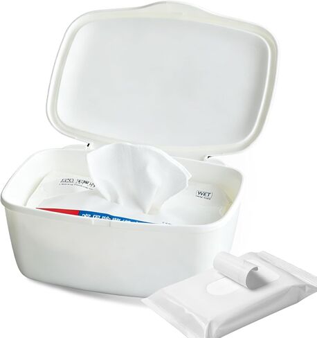 Wipes Dispenser Compatible with Flushable Wipes Refillable Wet Tissue Container Sealed Lid Design Non Slip Wipe Holder for Home Travel Use in Kuwait