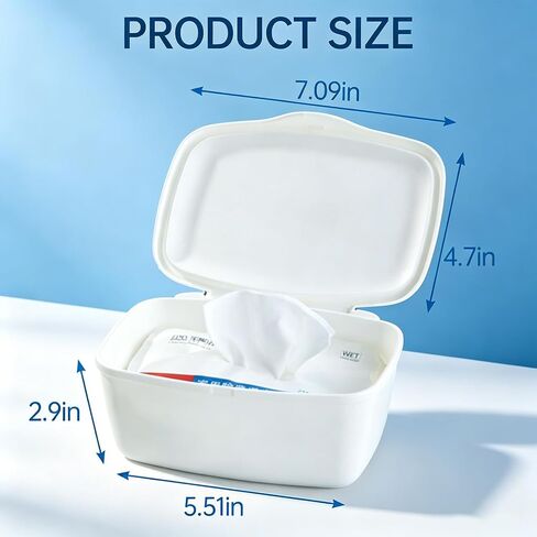 Wipes Dispenser Compatible with Flushable Wipes Refillable Wet Tissue Container Sealed Lid Design Non Slip Wipe Holder for Home Travel Use in Kuwait