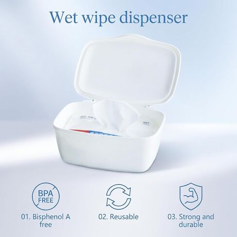 Wipes Dispenser Compatible with Flushable Wipes Refillable Wet Tissue Container Sealed Lid Design Non Slip Wipe Holder for Home Travel Use in Kuwait