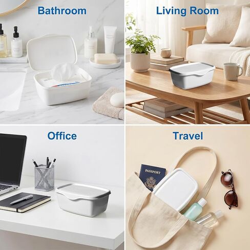 Wipes Dispenser Compatible with Flushable Wipes Refillable Wet Tissue Container Sealed Lid Design Non Slip Wipe Holder for Home Travel Use in Kuwait