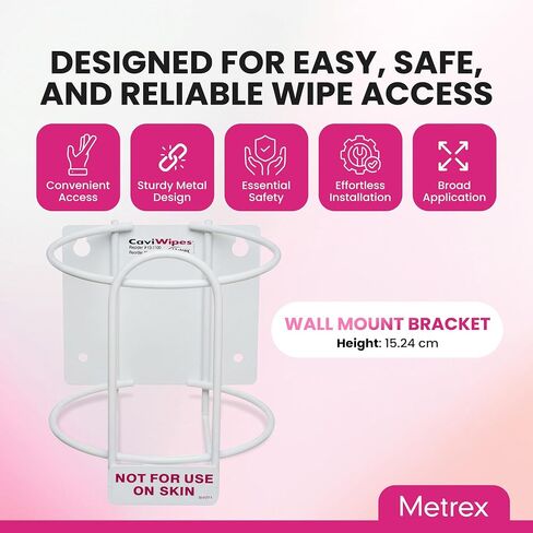 Metrex Wipe Wall Bracket – Wall Mounted Wipes Dispenser, Compatible with CaviWipes, CaviWipes1 & CaviWipes 2.0 Canisters – Durable Holder for Hospitals, Schools & Clinical Settings - 12 Count in Kuwait