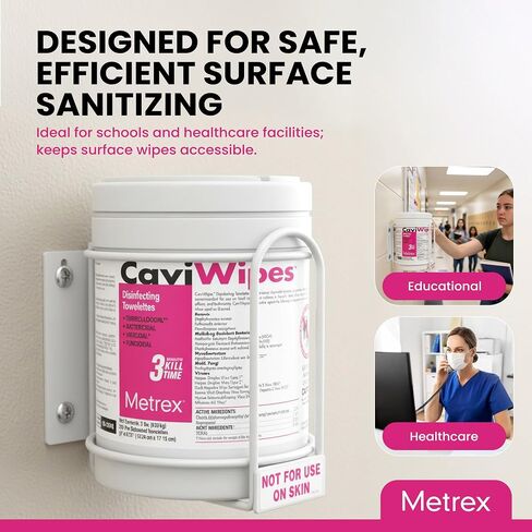 Metrex Wipe Wall Bracket – Wall Mounted Wipes Dispenser, Compatible with CaviWipes, CaviWipes1 & CaviWipes 2.0 Canisters – Durable Holder for Hospitals, Schools & Clinical Settings - 12 Count in Kuwait