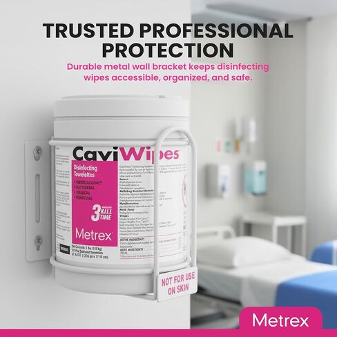 Metrex Wipe Wall Bracket – Wall Mounted Wipes Dispenser, Compatible with CaviWipes, CaviWipes1 & CaviWipes 2.0 Canisters – Durable Holder for Hospitals, Schools & Clinical Settings - 12 Count in Kuwait
