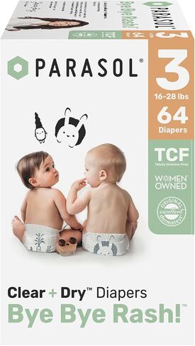 Parasol Clear+Dry Natural Disposable Diapers Size 3-64ct in Kuwait
