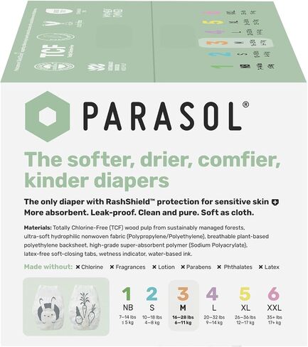 Parasol Clear+Dry Natural Disposable Diapers Size 3-64ct in Kuwait