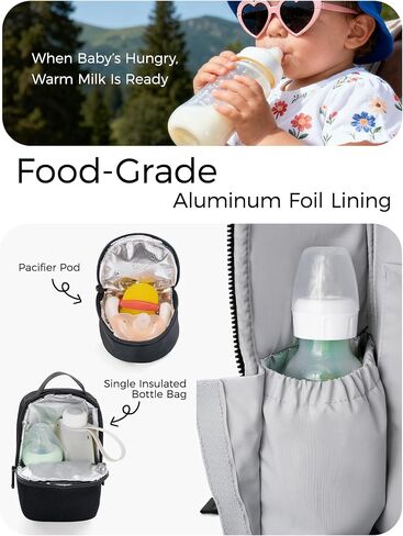 Momcozy GoEase Diaper Bag Backpack - Multi-Pocket, Waterproof and Durable Baby Bag with Changing Pad, Insulated Pouch, Stroller Straps & Laptop Compartment — Baby Essentials for Work and Travel, Black in Kuwait