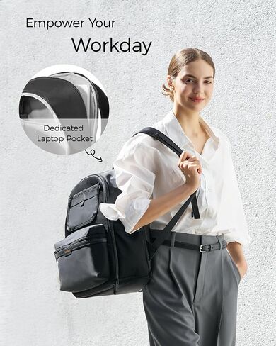 Momcozy GoEase Diaper Bag Backpack - Multi-Pocket, Waterproof and Durable Baby Bag with Changing Pad, Insulated Pouch, Stroller Straps & Laptop Compartment — Baby Essentials for Work and Travel, Black in Kuwait