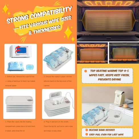 2026 New Baby Wipe Warmer and Baby Wet Wipes Dispenser | Foldable Portable Large Capacity Baby Wipes Warmer for Babies | Innovative Foldable Design | Fast and Even Heating Diaper Wipe Warmer in Kuwait