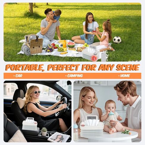 2026 New Baby Wipe Warmer and Baby Wet Wipes Dispenser | Foldable Portable Large Capacity Baby Wipes Warmer for Babies | Innovative Foldable Design | Fast and Even Heating Diaper Wipe Warmer in Kuwait