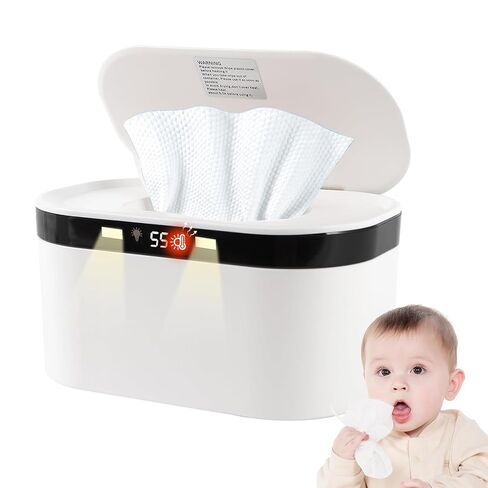 Baby Wipe Warmer, Wet Wipe Warmer 5 Modes of Temperature Heating Control Dual Heat for Baby's Comfort Large Capacity Wipes Dispenser Diaper for Babies & Adult, Wipe Warmer with Night Light in Kuwait
