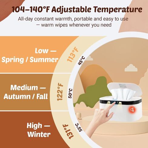 Baby Wipe Warmer, Wet Wipe Warmer 5 Modes of Temperature Heating Control Dual Heat for Baby's Comfort Large Capacity Wipes Dispenser Diaper for Babies & Adult, Wipe Warmer with Night Light in Kuwait