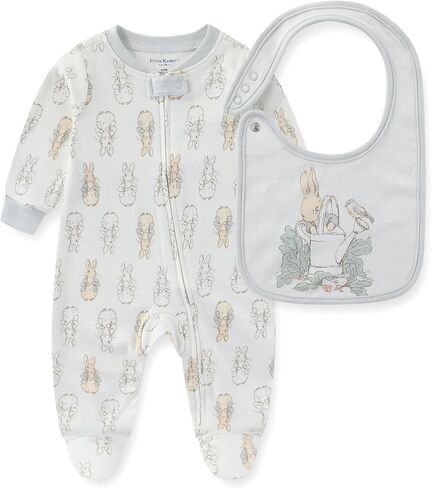 Peter Rabbit Baby Boys Footies Coverall Romper with Bib for Newborn Infant in Kuwait