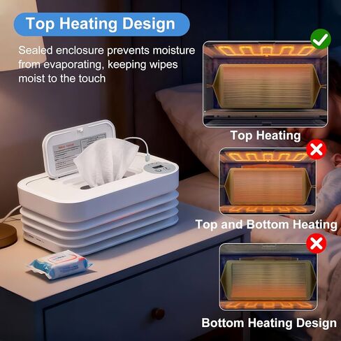 Baby Wipe Warmer, Portable Diaper Wipe Warmer, Foldable Wipe Heater and Dispenser, Wet Wipes Warmer with 3 Temperature Settings and Digital Display for Bathroom in Kuwait