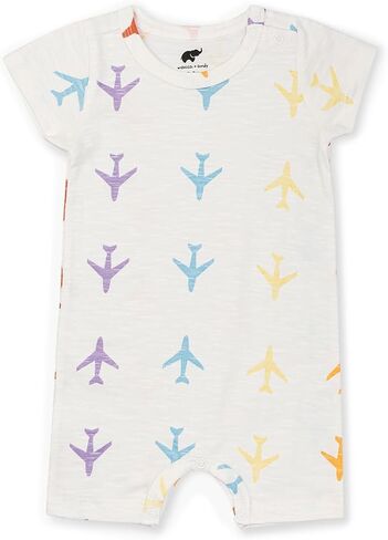 monica + andy Slub Shorty Romper, 100% Organic Baby Clothes for Boys, Sizes For Preemie, Newborn & Infant in Kuwait
