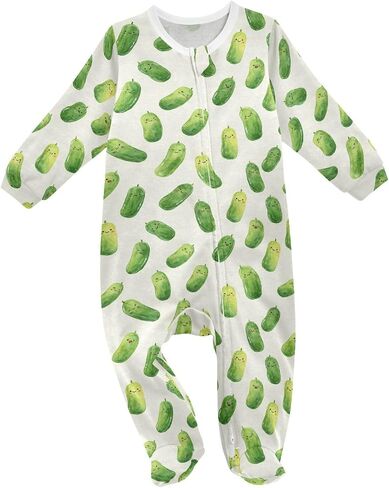 Baby One-Piece Footies Cartoon Acorns Leaves Sleeper Pjs Footed Bodysuit Rompers Zipper for Boys Girls 3M in Kuwait
