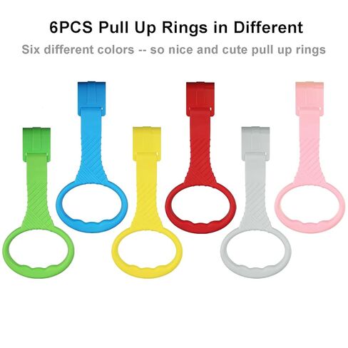 6PCS Playpen Baby Pull Up Rings - Premium Baby Handles for Play Pen Standing Up - Plastic Walking Exercises Assistant Rings for Infants Babies Toddler - Ergonomic Handles - 6 Colors in Kuwait