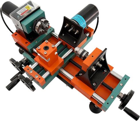 Multifunctional Mini Wood Lathe Benchtop Wood Turning Machine with Stepless Speed 1200-3000 RPM, Dual Motor, 4-Jaw Chuck for Wood/Plastic/Soft Metal DIY Crafting & Hobby 220V in Kuwait