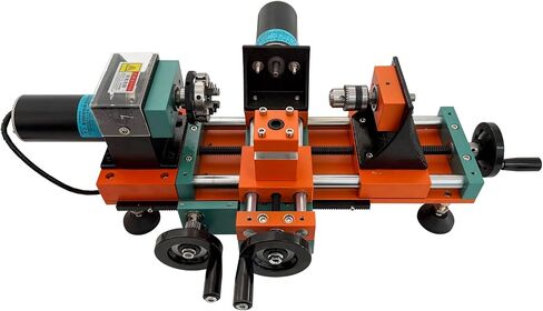 Multifunctional Mini Wood Lathe Benchtop Wood Turning Machine with Stepless Speed 1200-3000 RPM, Dual Motor, 4-Jaw Chuck for Wood/Plastic/Soft Metal DIY Crafting & Hobby 220V in Kuwait