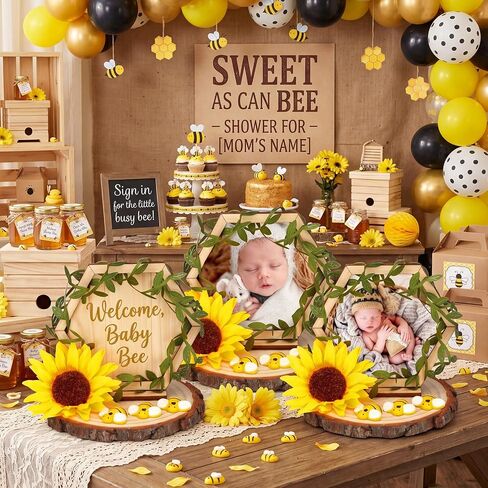 Bucherry 6 Sets Bee Honeycomb Picture Frames Bee Baby Shower Table Decorations Include 6 Wooden Photo Frame with Base 6 Artificial Sunflower 1 Vine 18 Honeybees Decor for Birthday Nursery Living Room in Kuwait