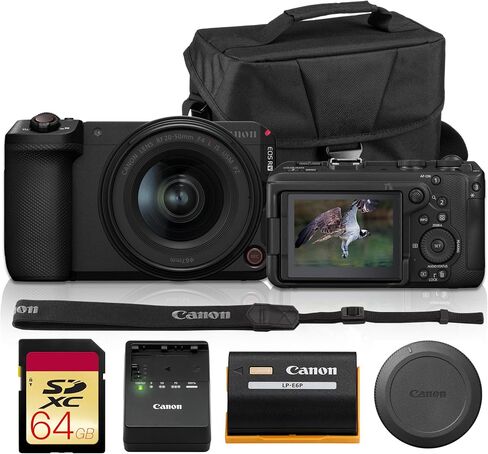 Canon EOS R6 V Mirrorless Camera Body Only, 32.5MP Full-Frame CMOS Sensor, DIGIC X Processor, 7K60 Video, Open Gate RAW Recording (7250C002) + 64GB UHS-II Card + Camera Bag (9pc Bundle) in Kuwait