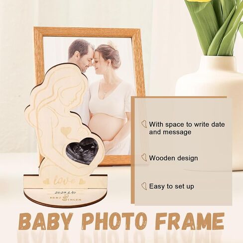 Pregnancy Picture Frames, Wooden Photo Frame Heart Picture Frame for Pregnant Women Maternity Wooden Décor for First Time Moms in Kuwait