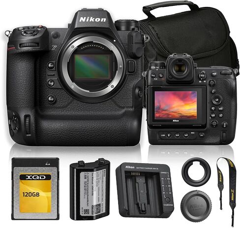 Nikon Z9 Mirrorless Camera Bundle + FTZ II Mount Adapter, 45.7MP Full Frame Professional Camera, 8K Video, EXPEED 7 + 120GB XQD Memory Card + Camera Bag | For Photography & Video | 45.7MP Full Frame Mirrorless Camera | Full Frame + Mount Adapter + Memory  in Kuwait