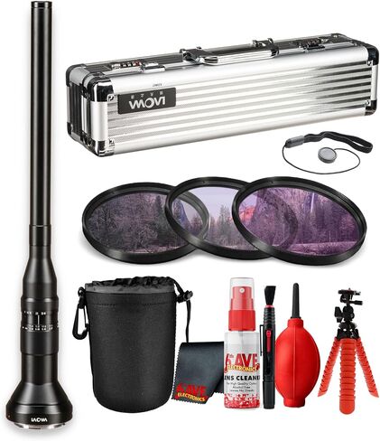 LAOWA 24mm f/14 Probe Lens for Sony E Full Frame Travel Bundle | Full Frame Manual Focus Wide Angle Macro with LED Light for Close-Up Photo (VE2414FE) + Flexible Tripod + More (7pc Kit) in Kuwait