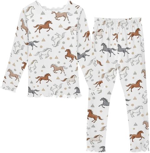 Exnundod Snug-fit Pajama Set Long Sleeved Light Fleece Pajamas - Cartoon Soft Skin-Friendly Sleepwear 3-10T in Kuwait